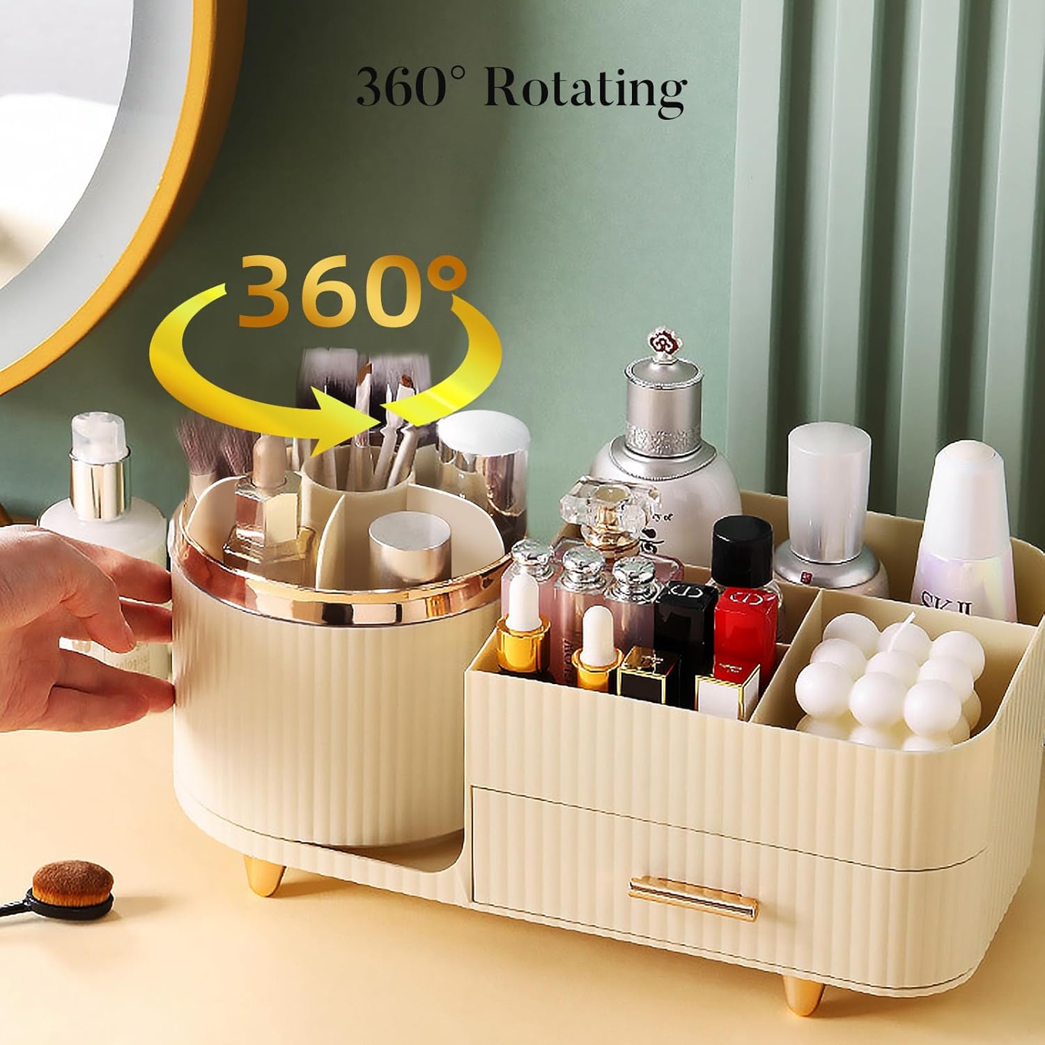 Vanity Desk Rotating Makeup Organizer