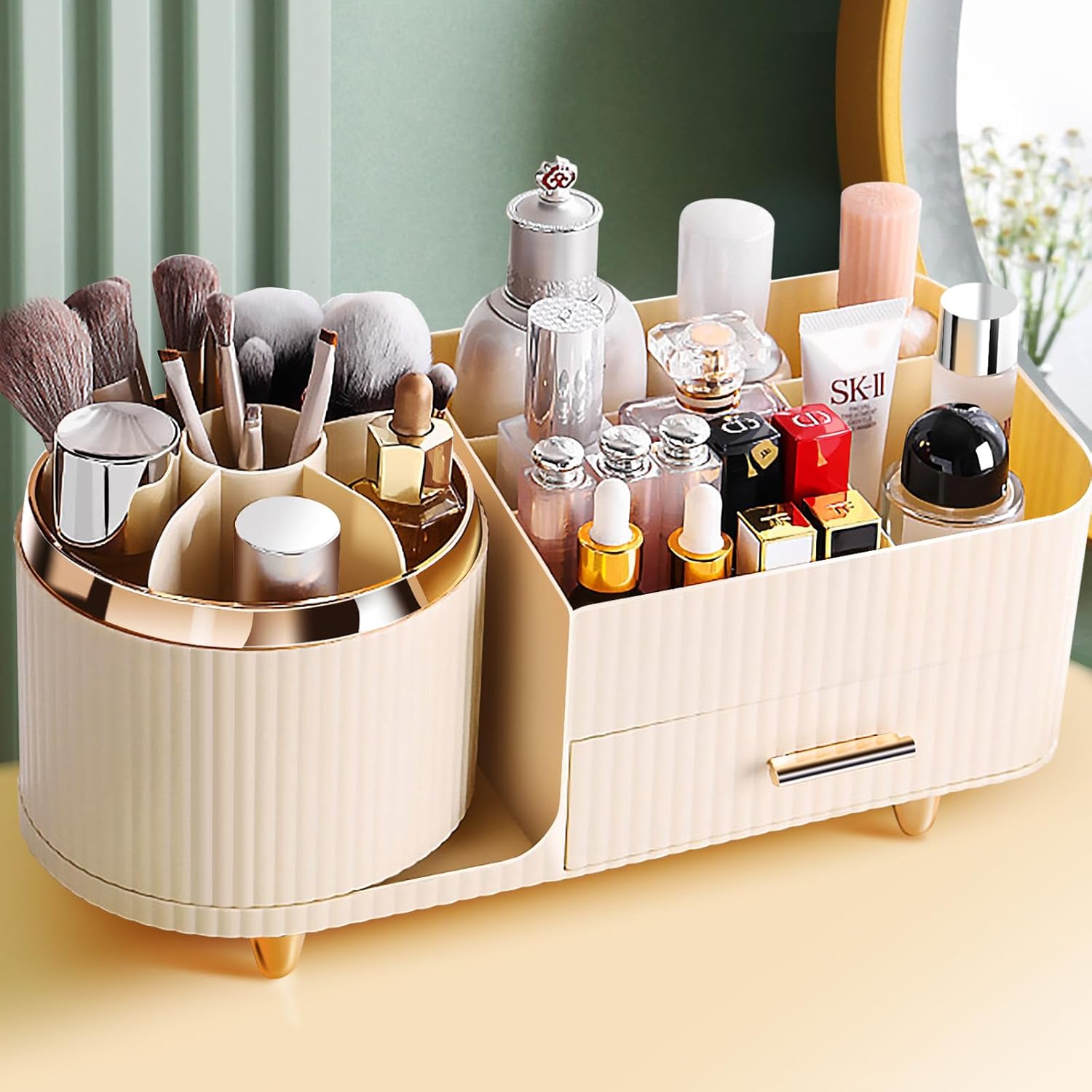 Vanity Desk Rotating Makeup Organizer