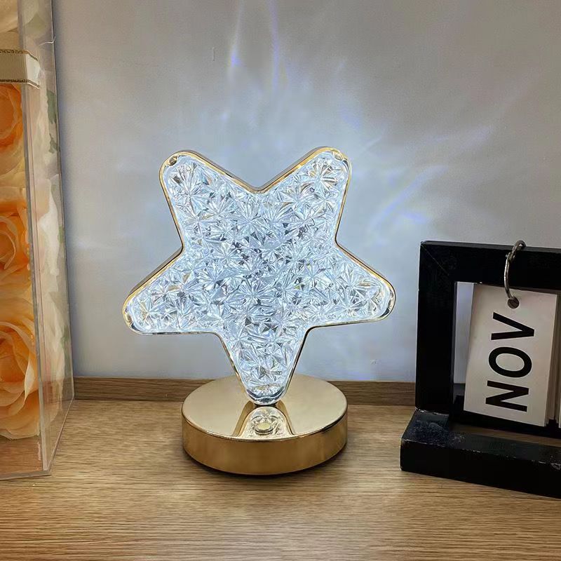 Crystal Touch Lamp Diamond Lamp Star And Moon Design Rechargeable Lamp