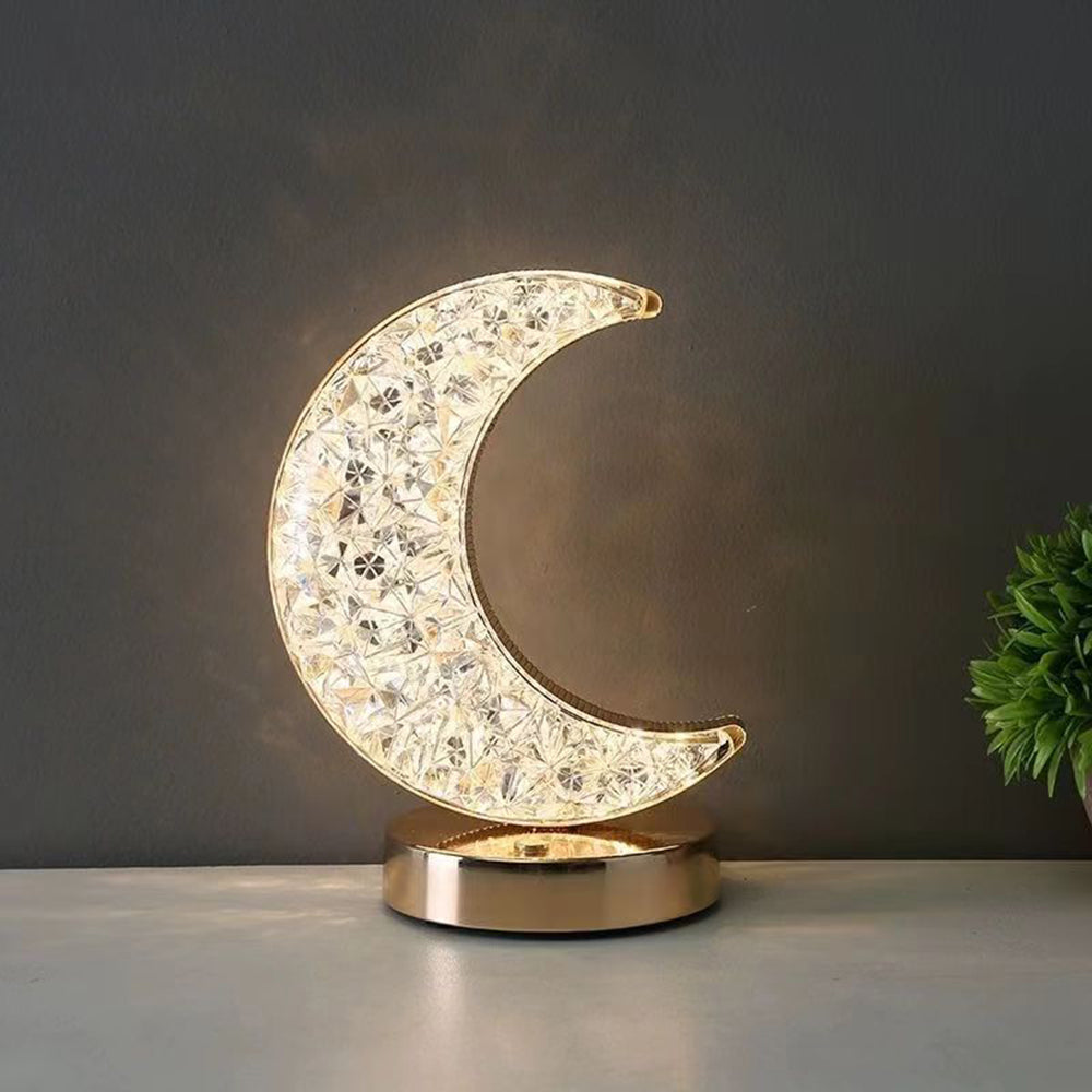 Crystal Touch Lamp Diamond Lamp Star And Moon Design Rechargeable Lamp