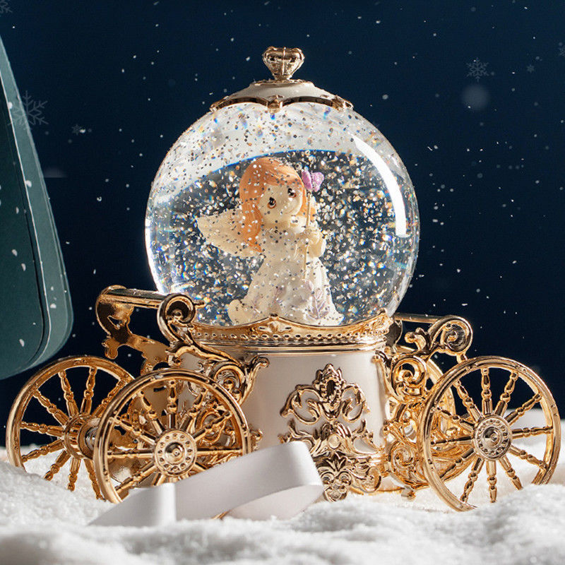 Rotating Music Box for Kids Home Ornaments Floating Snow Princess Music Box for Girl Children's Day Birthday Gift LE120