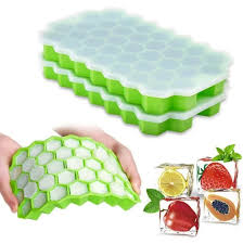 Push Pop Out Round Mini Ice Cube Trays With plastic cover Flexible Silicone Bottom