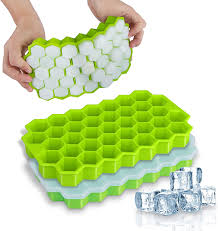Push Pop Out Round Mini Ice Cube Trays With plastic cover Flexible Silicone Bottom