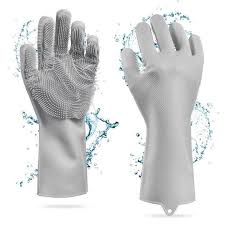 Reusable Silicone Magic Washing Gloves with Scrubber,