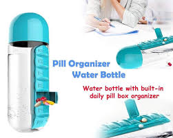 Daily Pill Box Organizer with Water Bottle