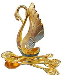 Coffee Swan Spoon And Fork Set With Holder