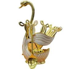 Coffee Swan Spoon And Fork Set With Holder