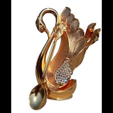 Coffee Swan Spoon And Fork Set With Holder