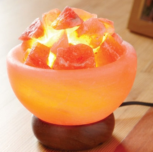 HIMALAYAN SALT HEART SHAPE FIRE BOWL LAMP WITH CHUNKS