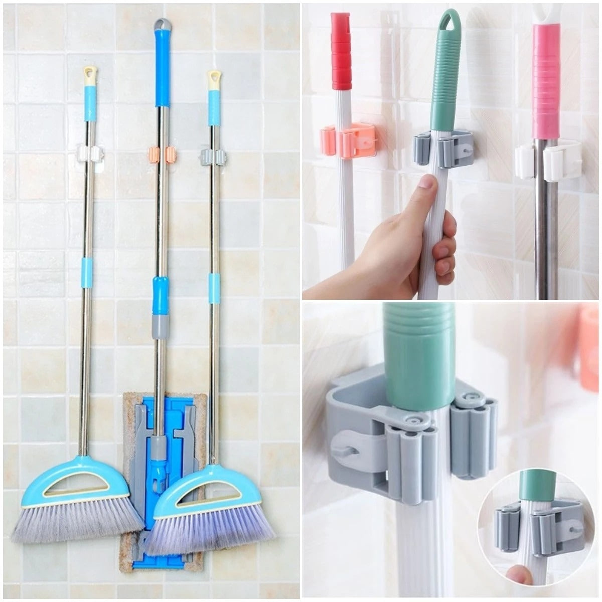 Self-Adhesive Wall Mounted Mop Holder Broom