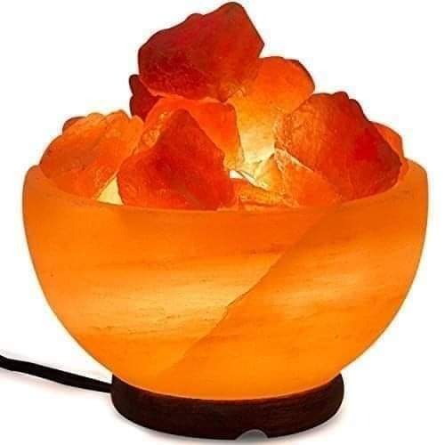 HIMALAYAN SALT HEART SHAPE FIRE BOWL LAMP WITH CHUNKS