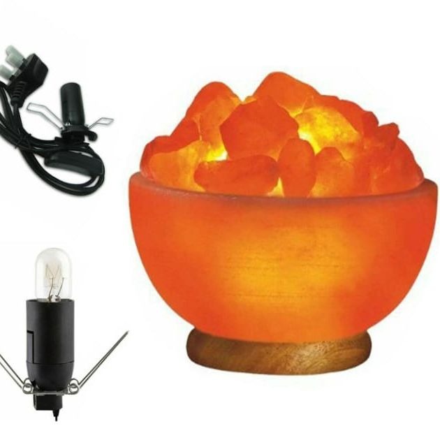 HIMALAYAN SALT HEART SHAPE FIRE BOWL LAMP WITH CHUNKS
