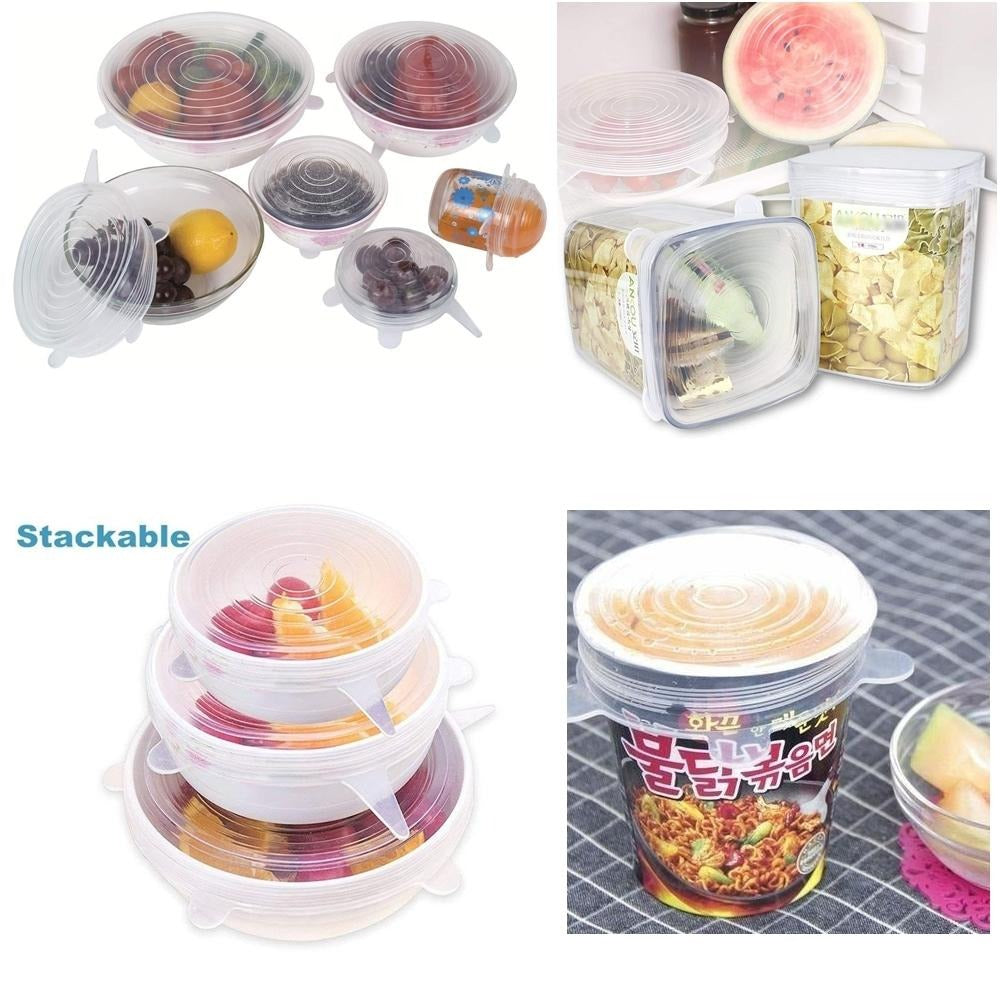 6Pcs Kitchen Reusable Silicone  Vacuum Food Storage Bowl Cover