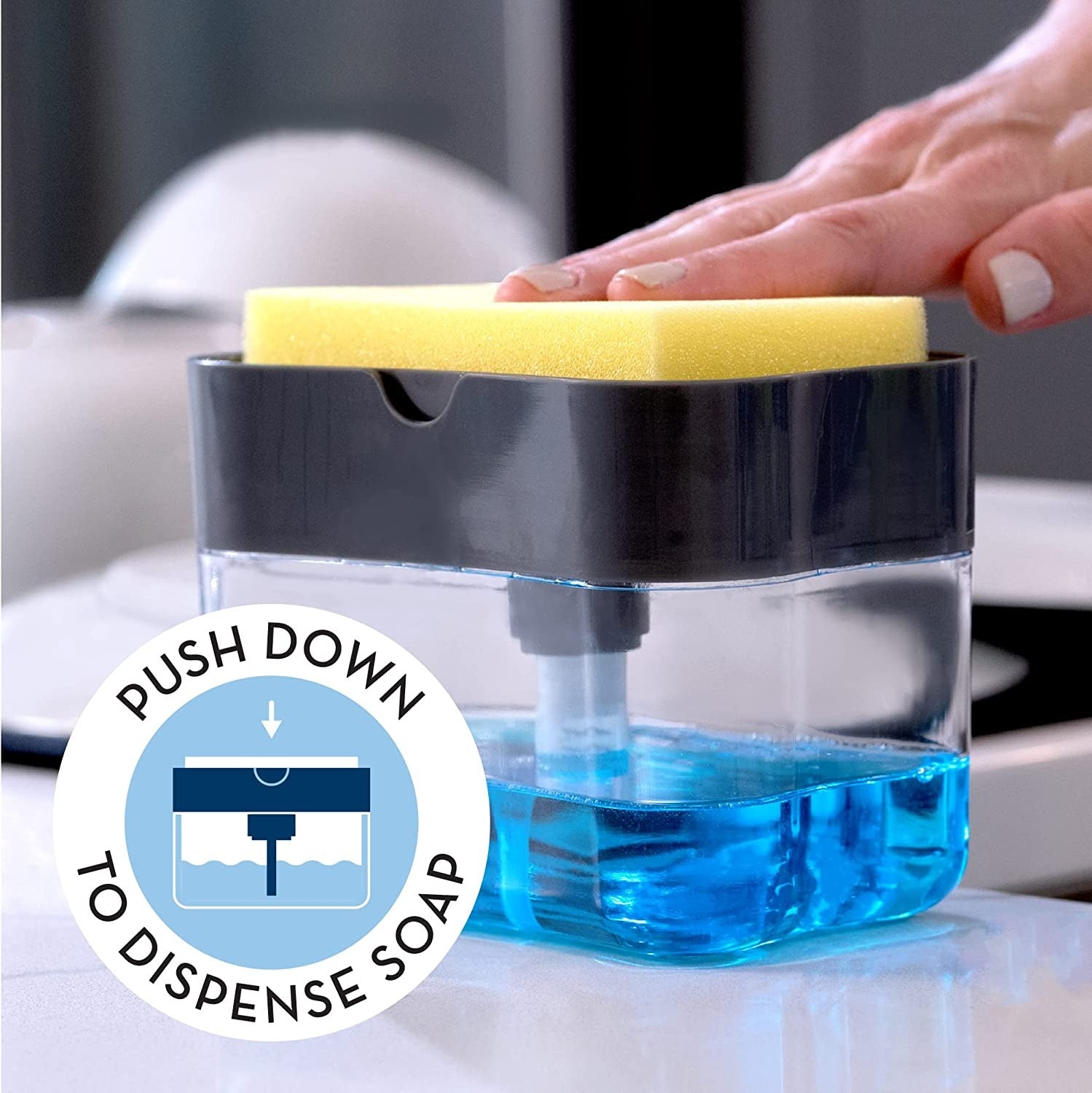 Multi-Function Soap Dispensing Dishwashing Sponge Holder
