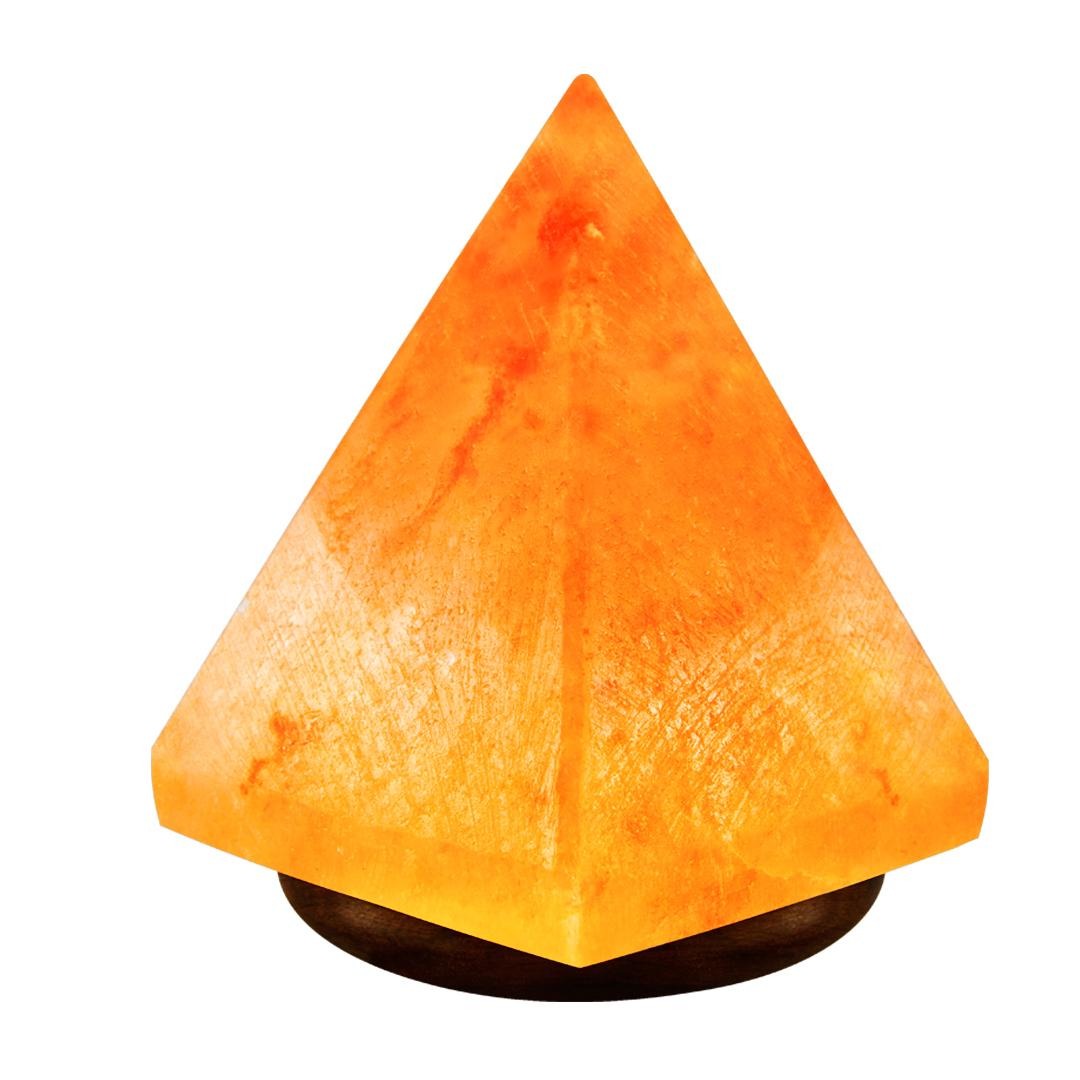 Crystal Rock Himalayan Salt Lamp Pyramid Shape with Wooden Base
