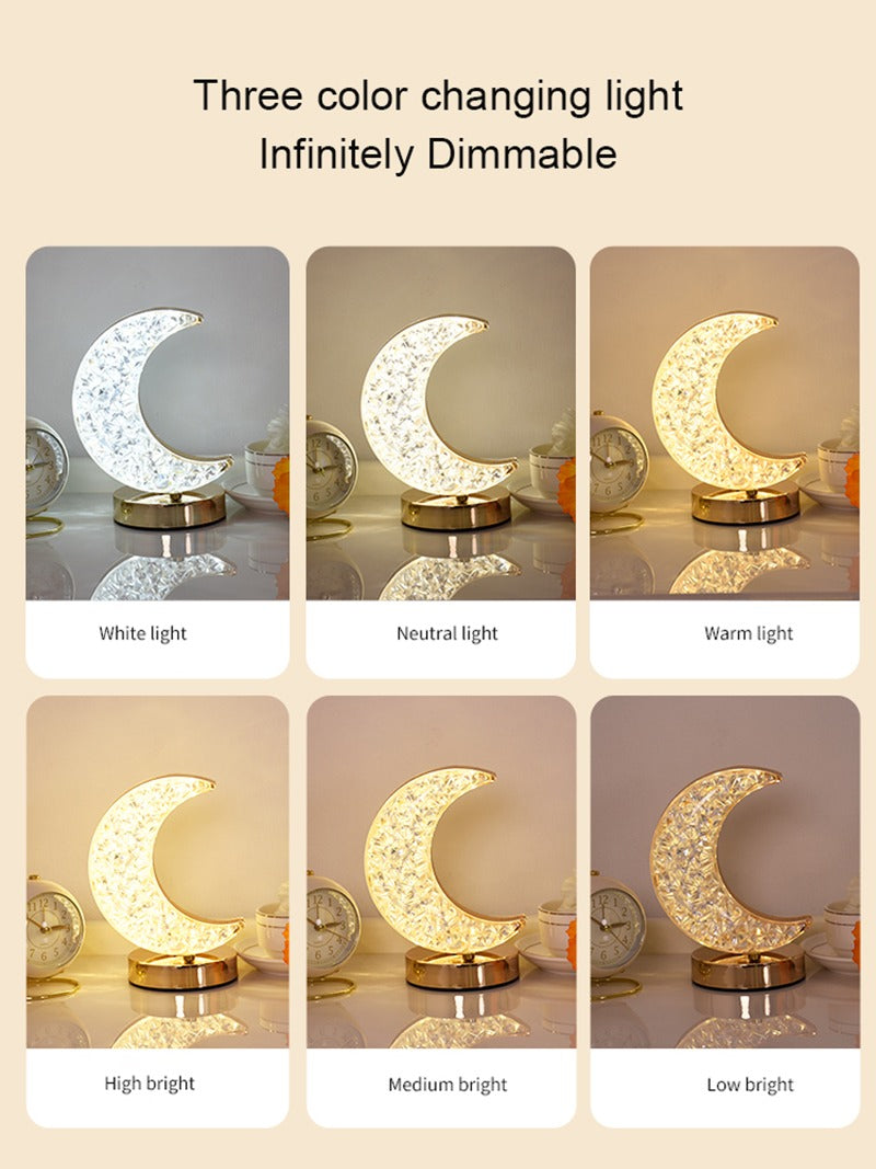 Crystal Touch Lamp Diamond Lamp Star And Moon Design Rechargeable Lamp