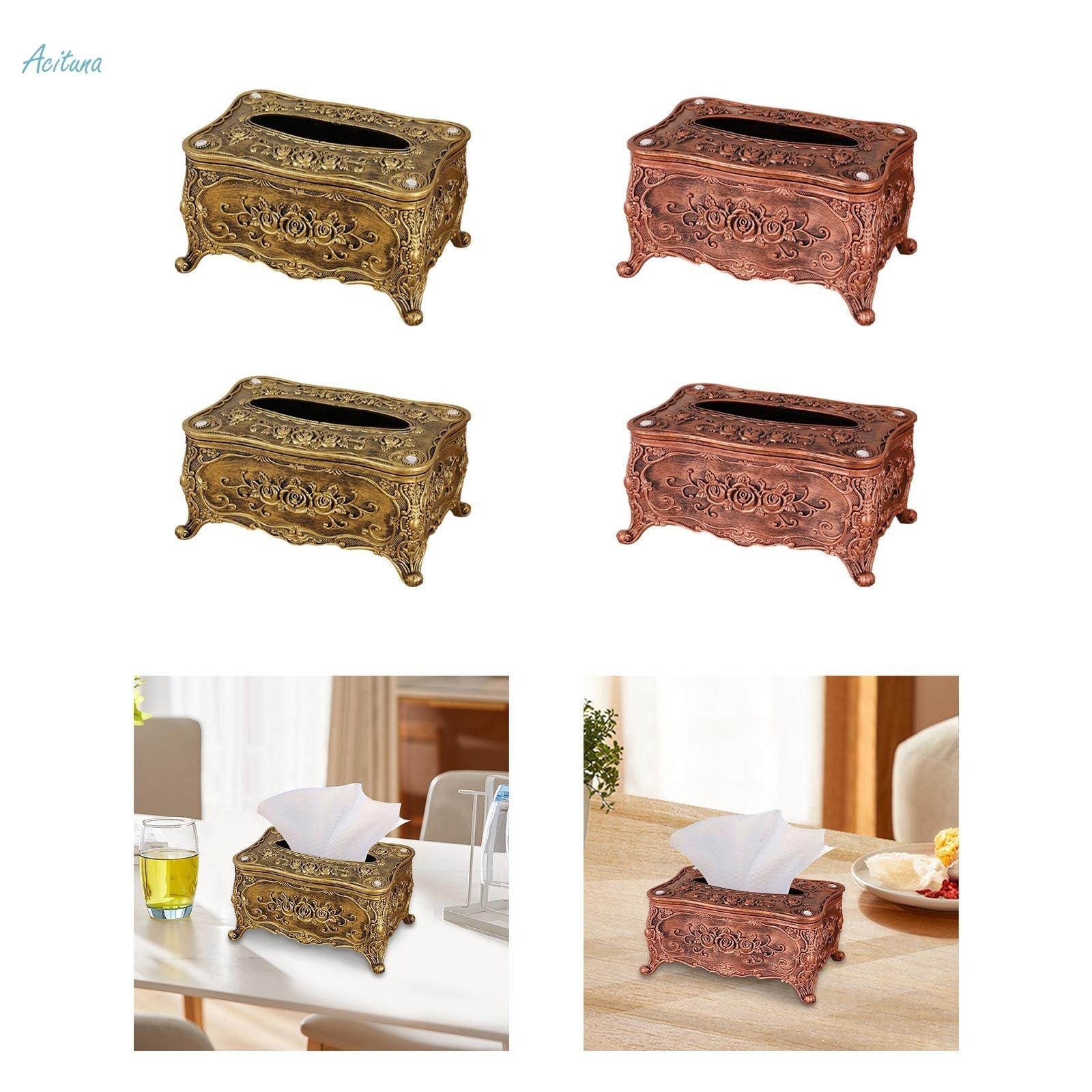 European Style Rose Tissue Box Cover, Napkin Dispenser, Elegant Design Storage Organizer,