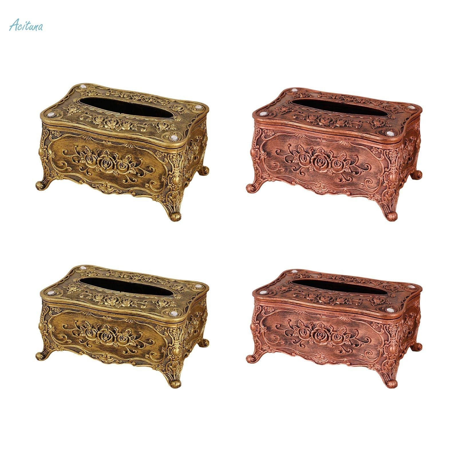 European Style Rose Tissue Box Cover, Napkin Dispenser, Elegant Design Storage Organizer,