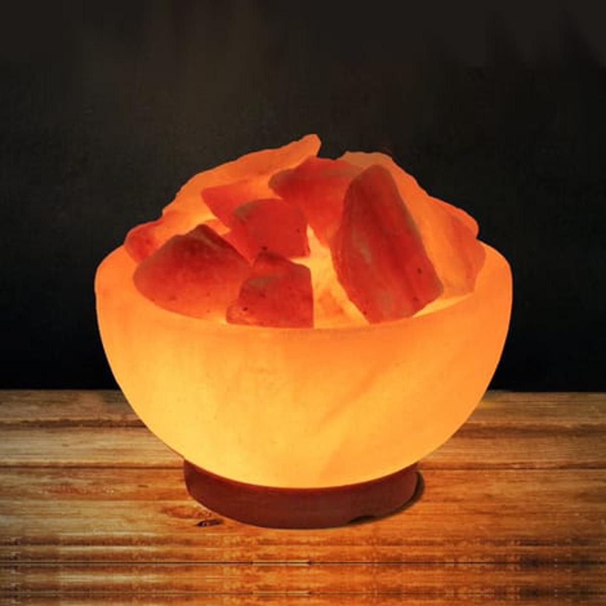 HIMALAYAN SALT HEART SHAPE FIRE BOWL LAMP WITH CHUNKS