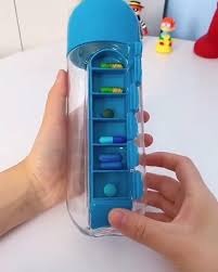 Daily Pill Box Organizer with Water Bottle