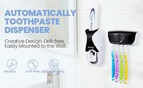 Wall-Mounted Toothpaste Dispenser with Covered Toothbrush Organizer
